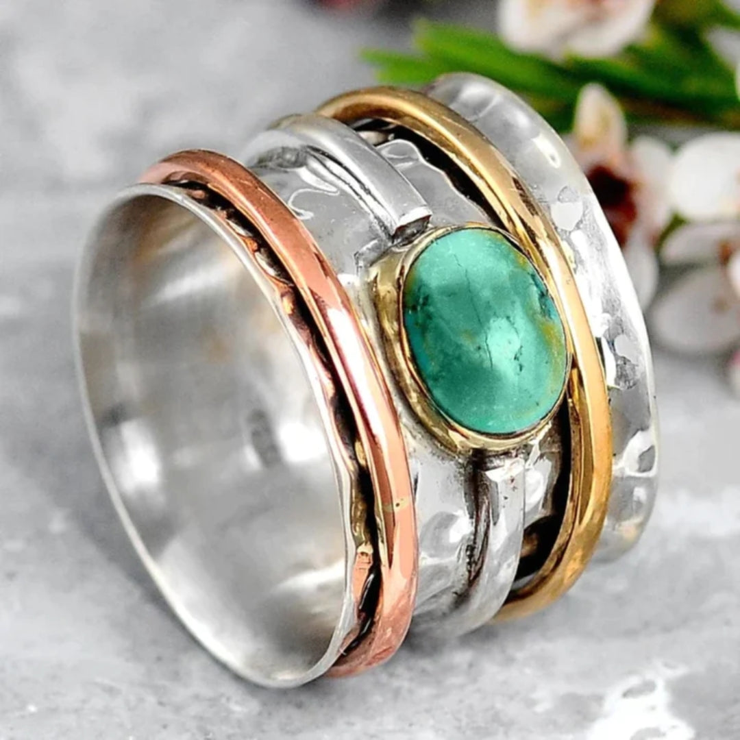 Coco - Vintage Ring Gold & Silver Turquoise