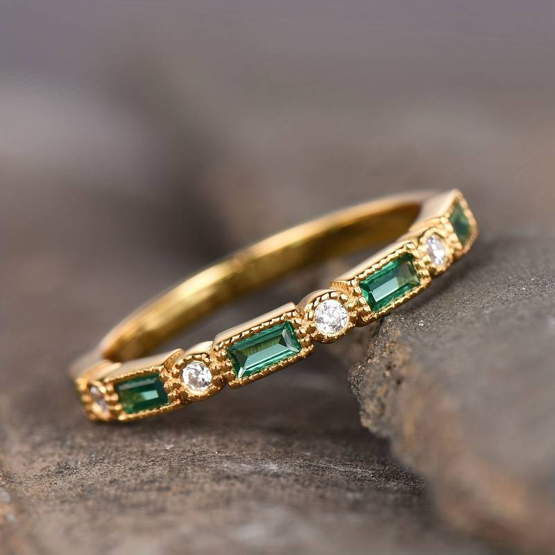 Alex - Gold Ring with Green Zirconium