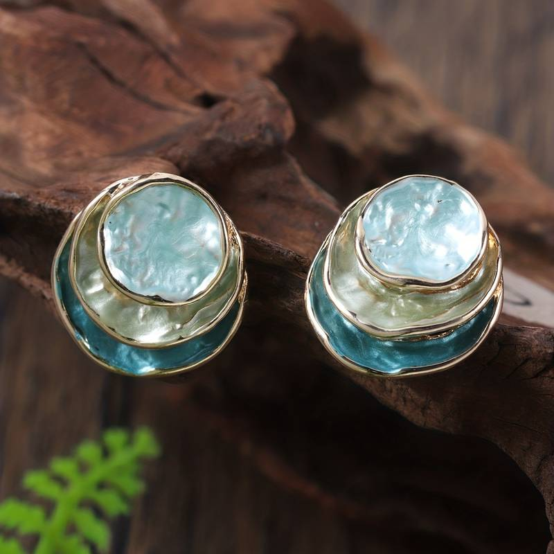 Hand-Painted Sea Wood Earrings