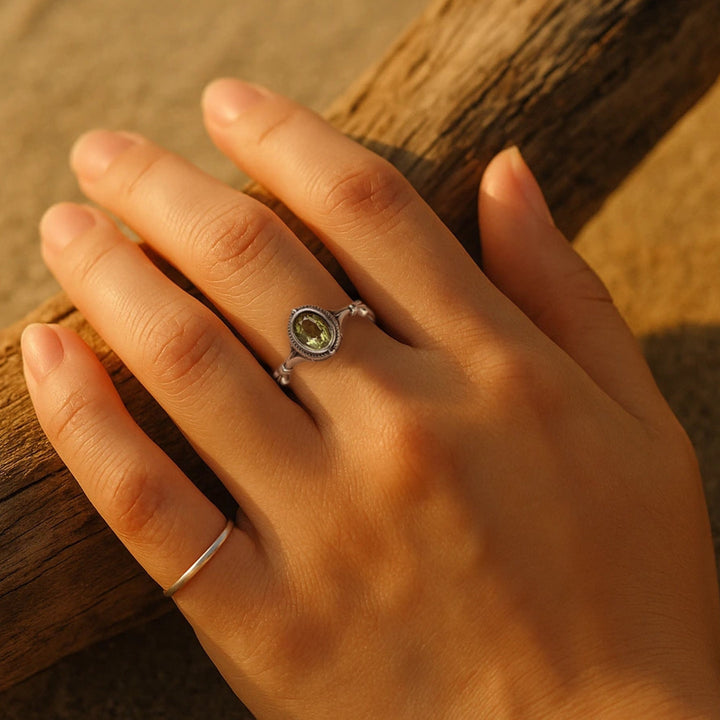 "Clarity of Mind" Adjustable Ring in Peridot