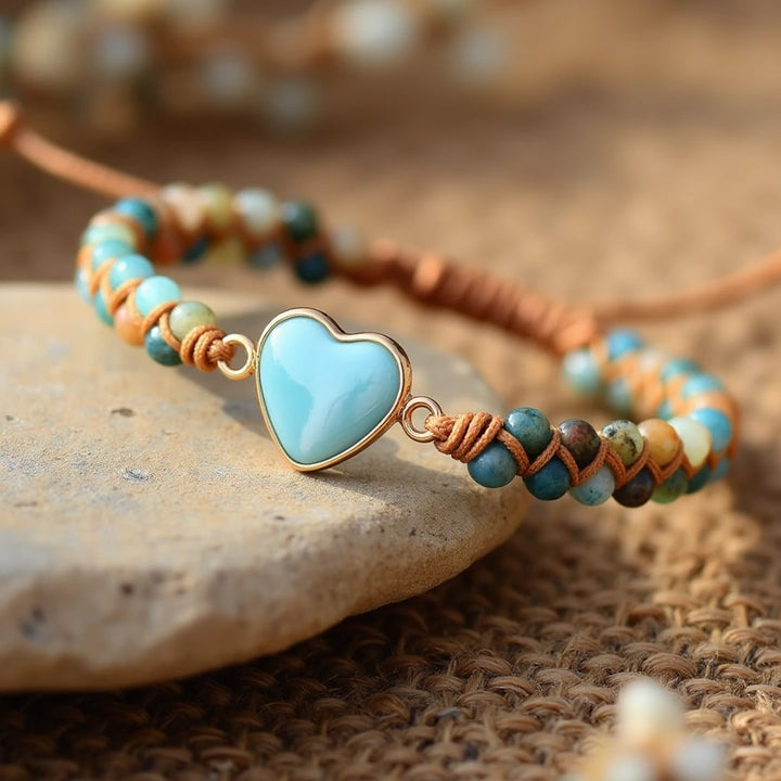 "Woven" Heart Bracelet in Amazonite
