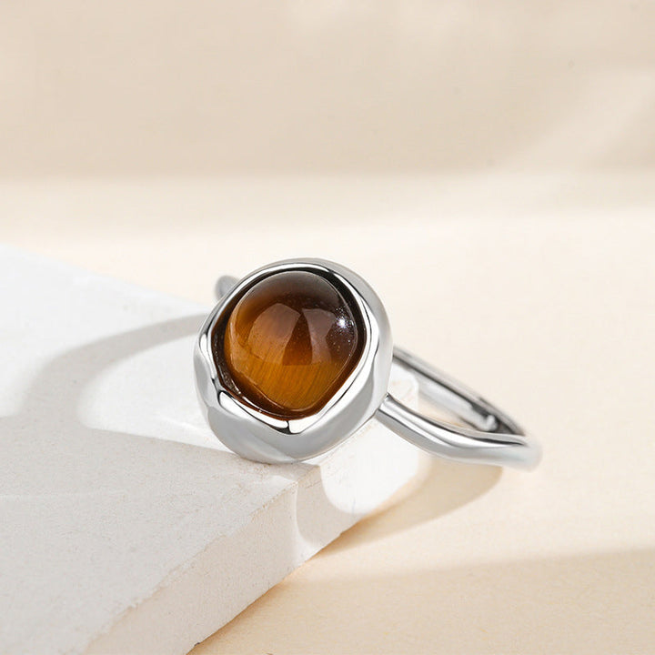 Adjustable "Shakti" Ring in Tiger's Eye & Silver