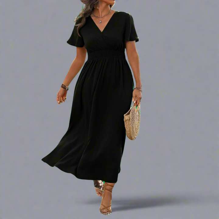 Anna Boho Dress Made of Premium Fabric with Elegant V-Neck