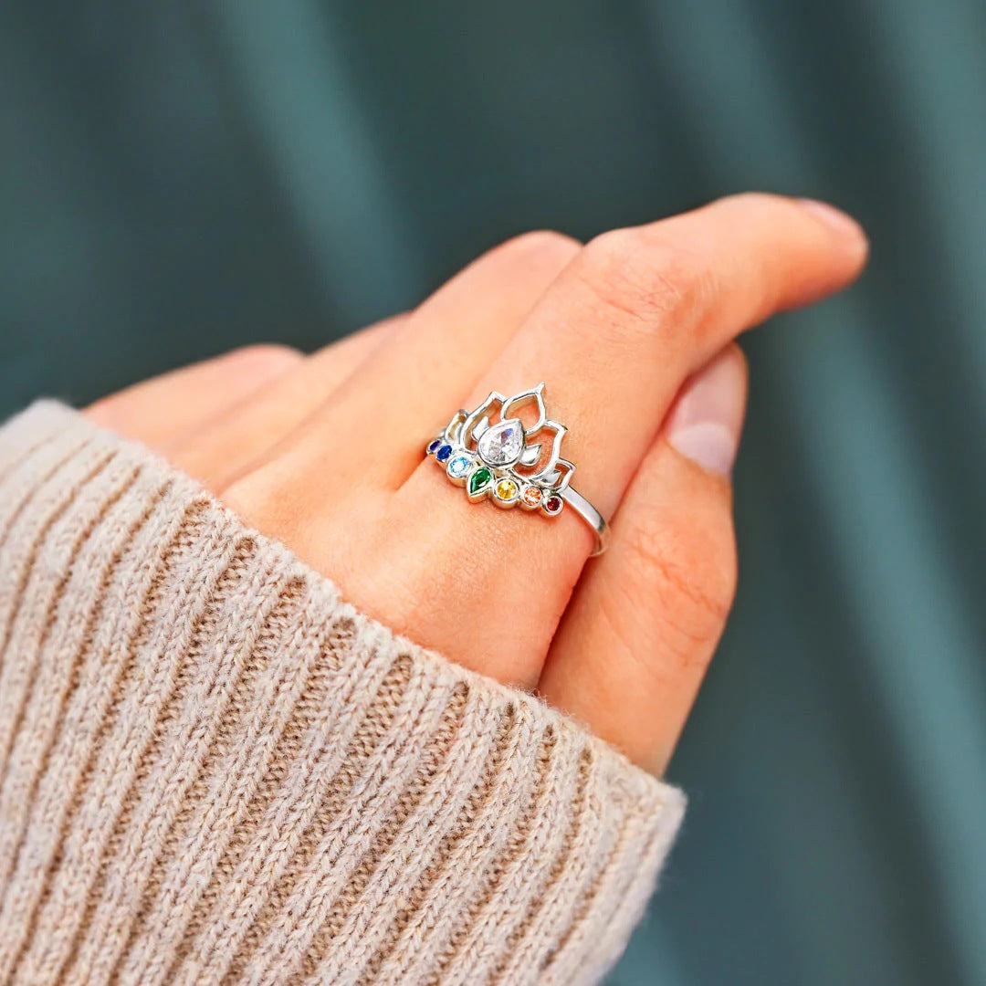 Adjustable Ring "Crystal Lotus"