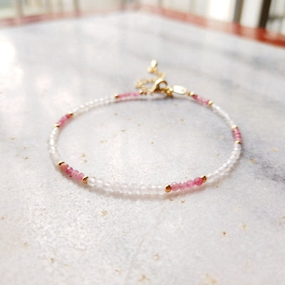 Fine Bracelet "Subtle Glow" in Rose Tourmaline & Natural Stones