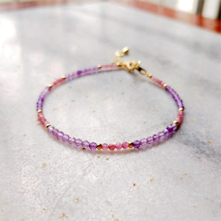 Fine Bracelet "Subtle Glow" in Rose Tourmaline & Natural Stones