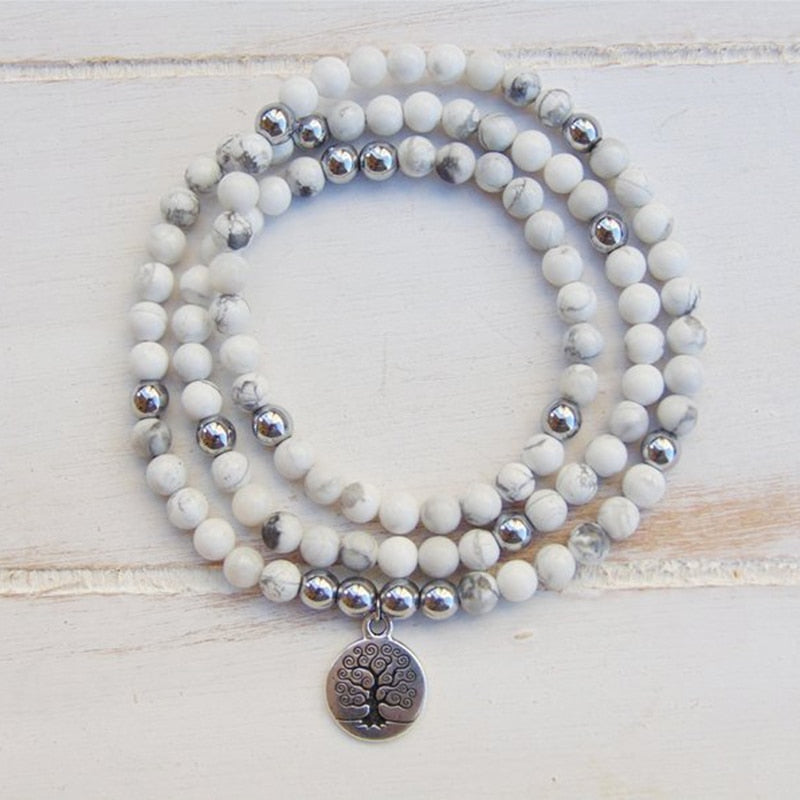 "Women's Well-being" Howlite Mala Bracelet