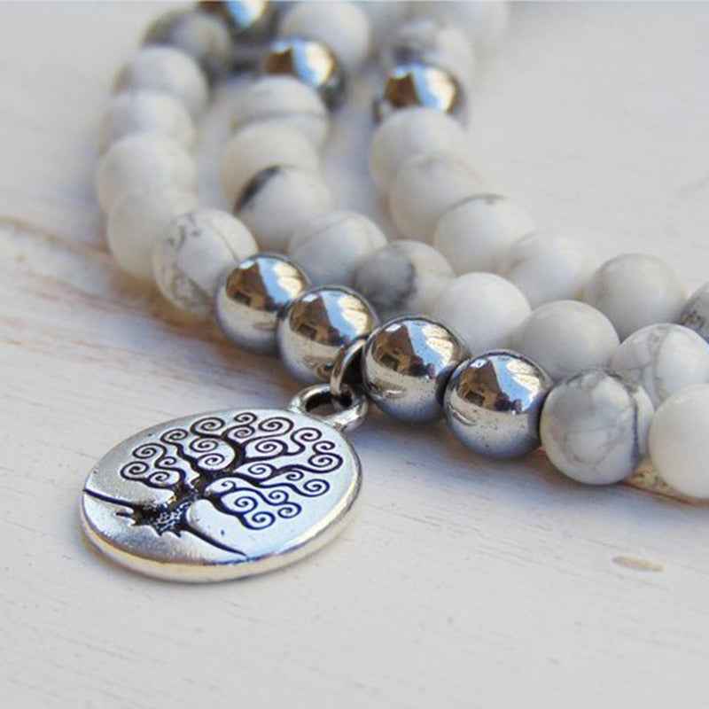 "Women's Well-being" Howlite Mala Bracelet