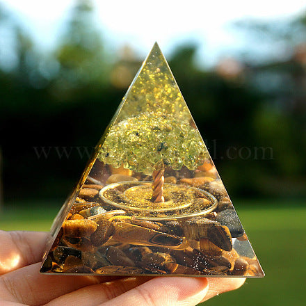 Orgonite "Surya - Tree of Happiness" in Tiger's Eye & Peridot