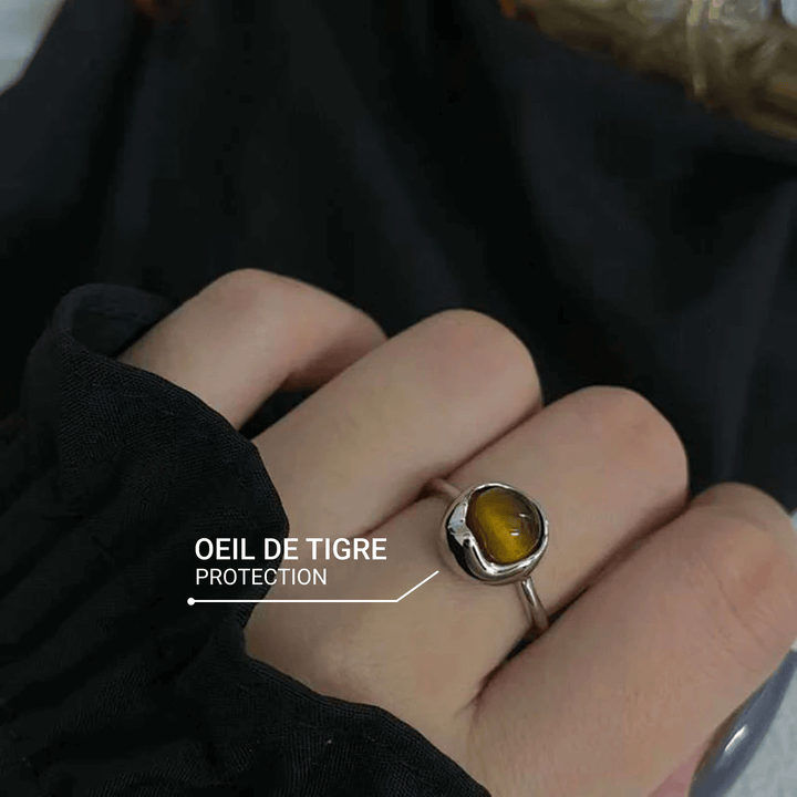 Adjustable "Shakti" Ring in Tiger's Eye & Silver