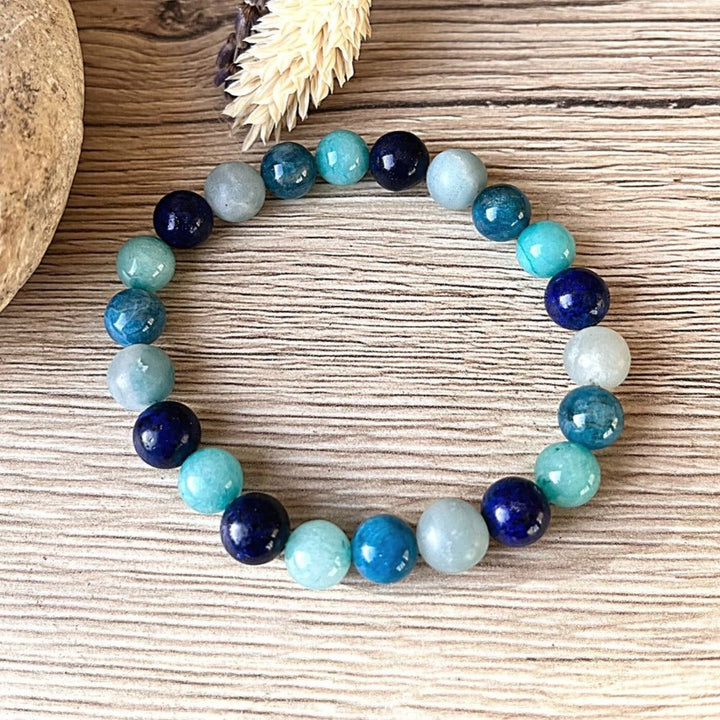 "Ocean" Bracelet in Amazonite, Lapis Lazuli, Aquamarine & Apatite