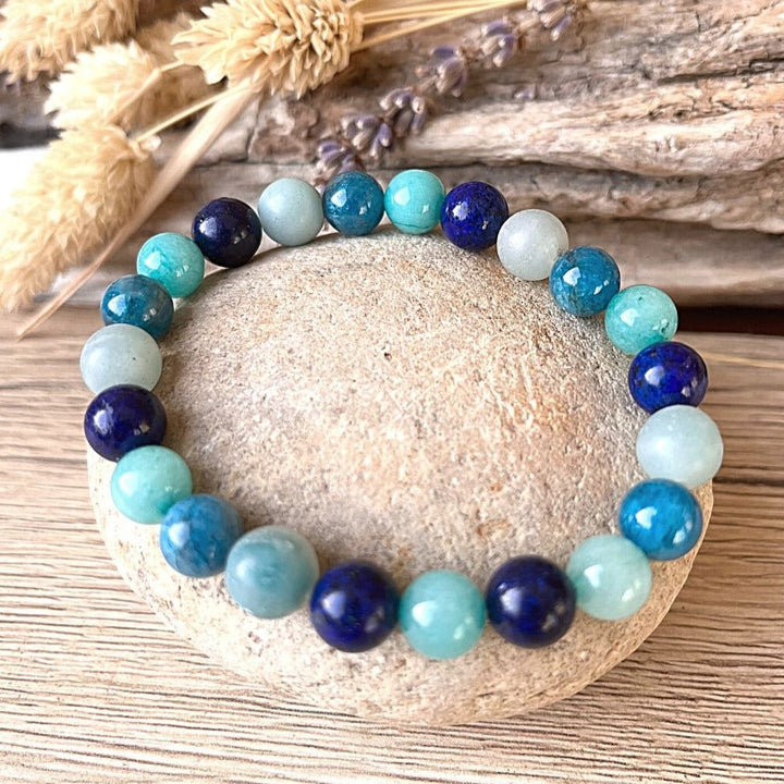 "Ocean" Bracelet in Amazonite, Lapis Lazuli, Aquamarine & Apatite