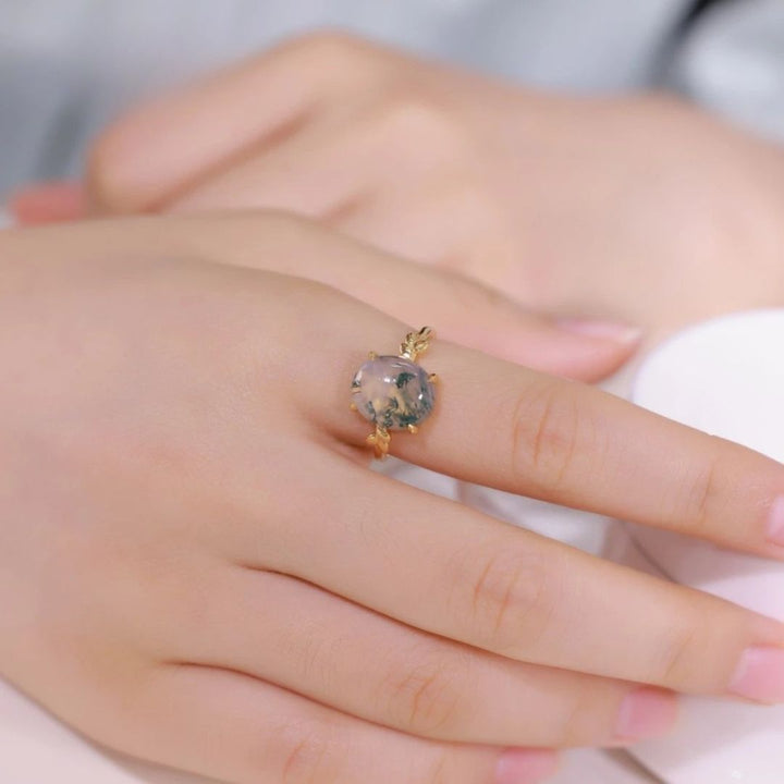 "Enchanted Forest" Ring in Moss Agate
