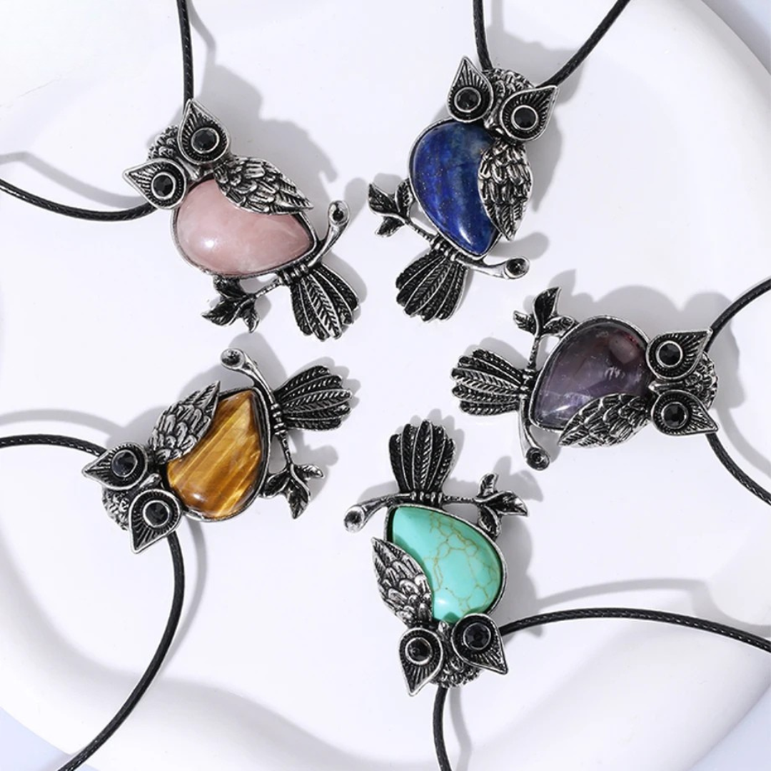 "Spirit of the Owl" Necklace – Intuitive Guide in Power Stones