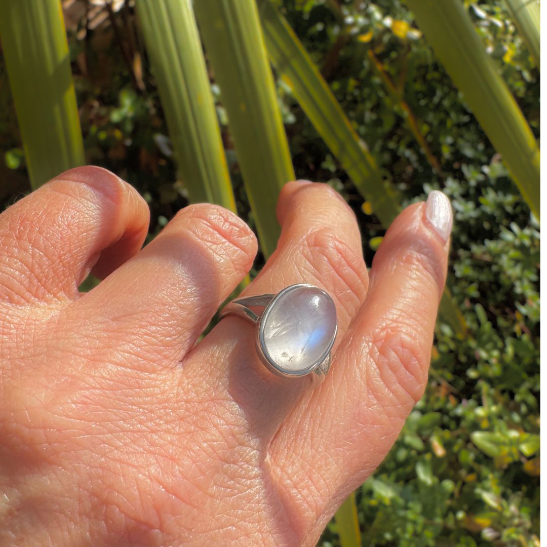 Adjustable Ring "Astral Softness" in Moonstone
