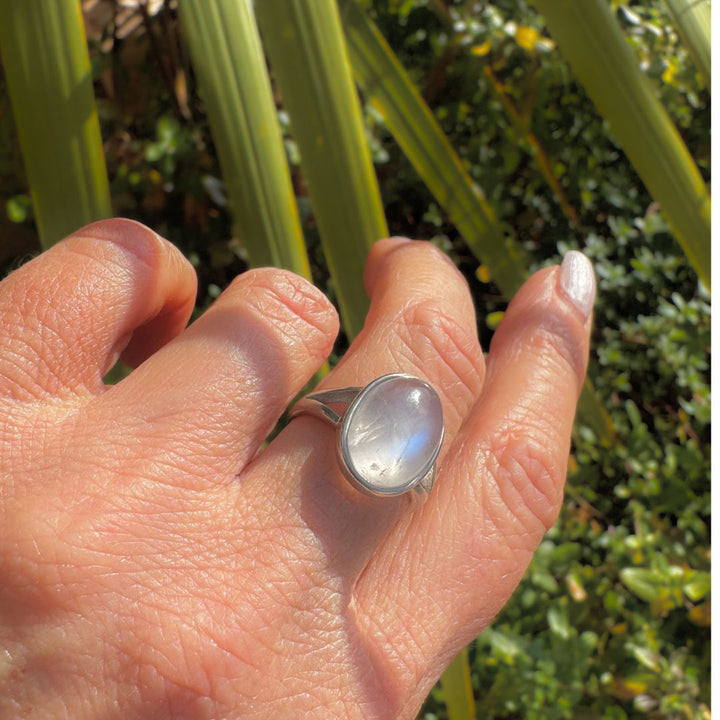 Adjustable Ring "Astral Softness" in Moonstone