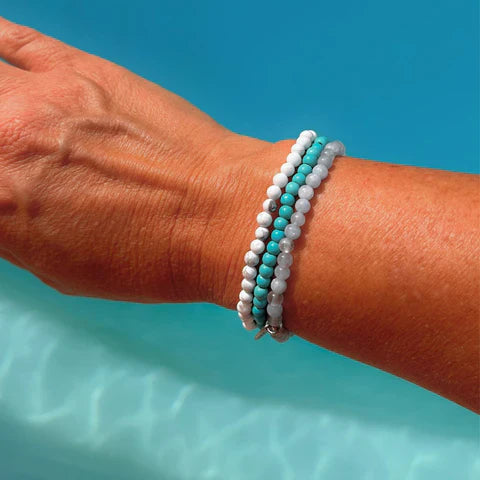 "Ocean of Well-Being" Set in Turquoise, Howlite & Aquamarine
