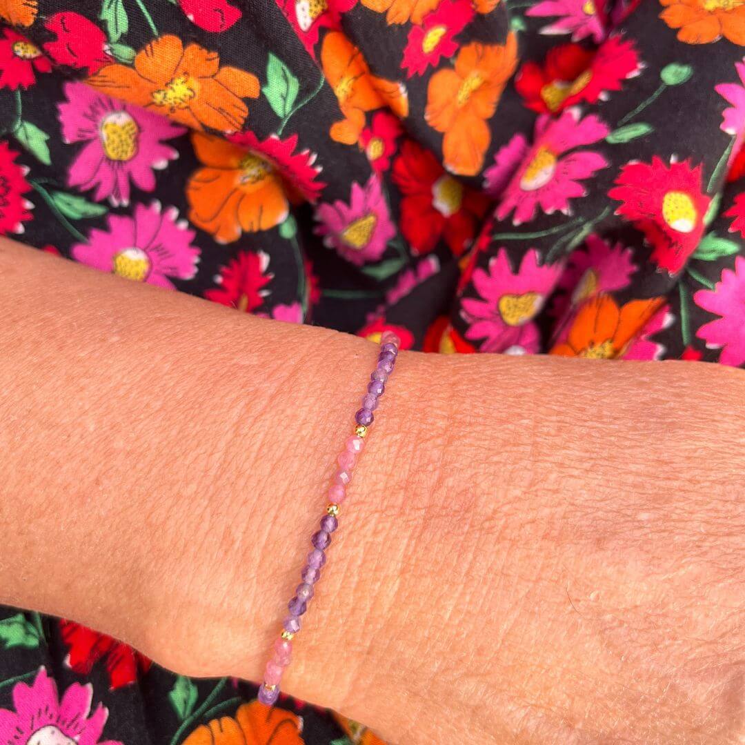 "Subtle Glow" Fine Bracelet in Rose Tourmaline & Natural Stones