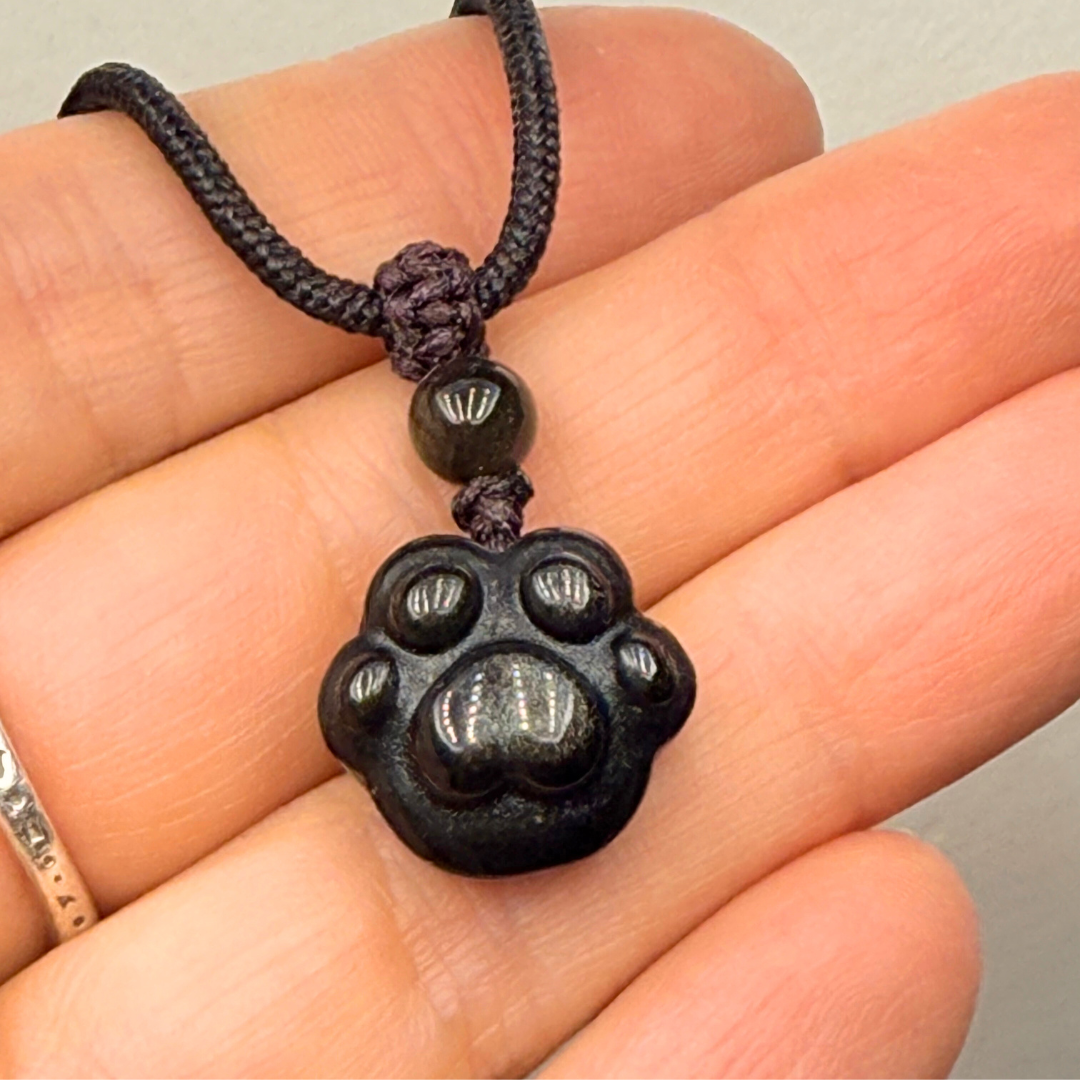 "Paw Print" Pendant "Eternal Bond" in Golden Obsidian