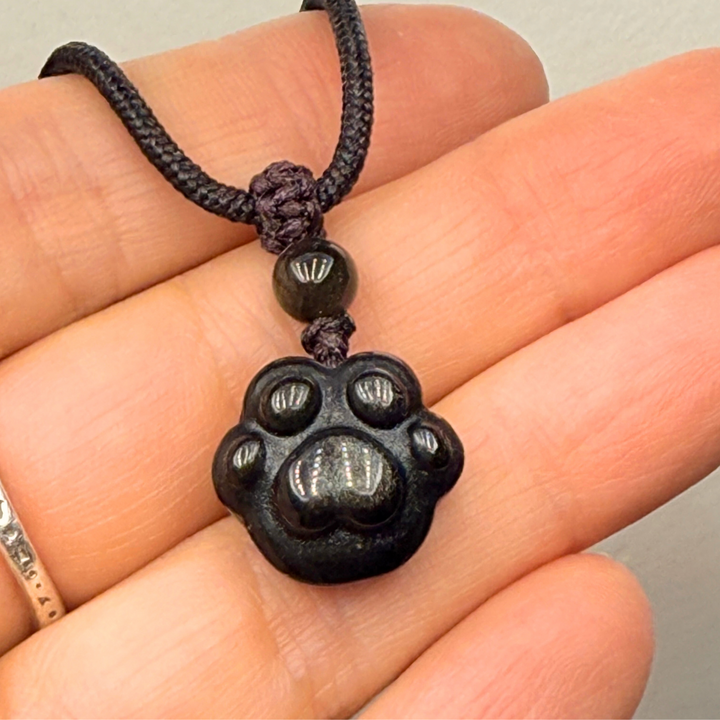 "Paw Print" Pendant "Eternal Bond" in Golden Obsidian
