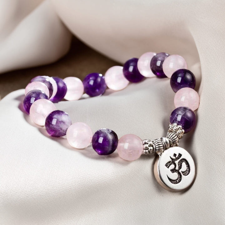 "Love & Spirituality" Bracelet in Amethyst & Rose Quartz