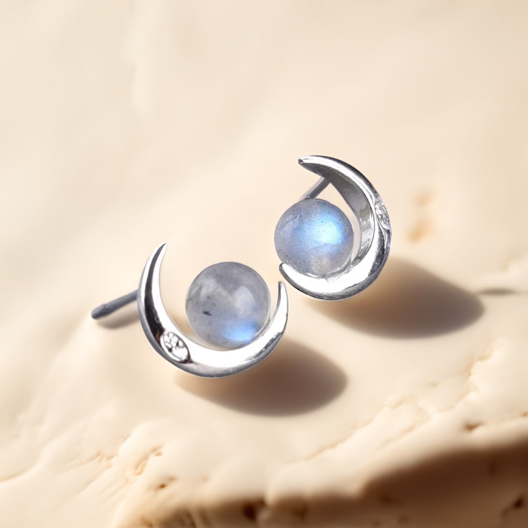 "Mystical Moons" Earrings in Labradorite & Silver