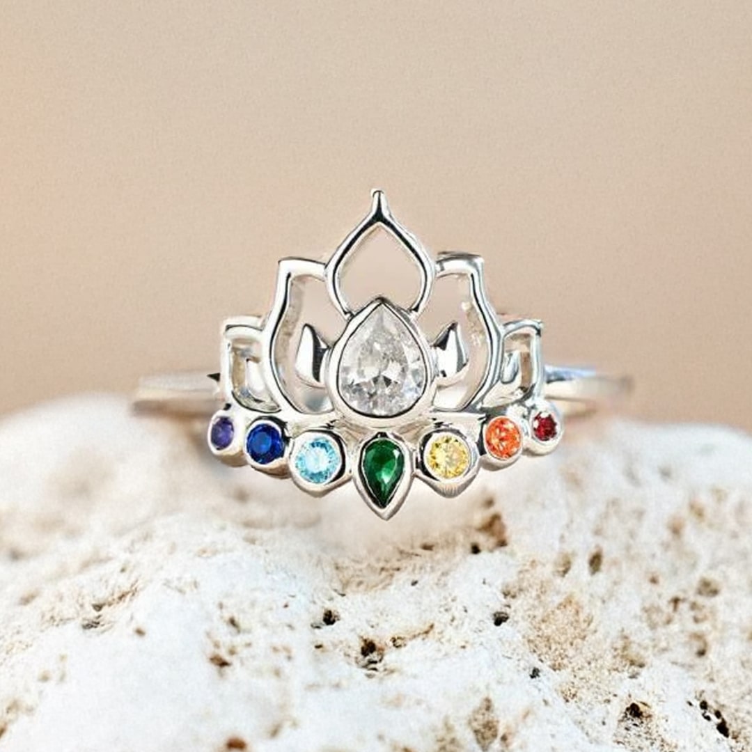 Adjustable Ring "Crystal Lotus"
