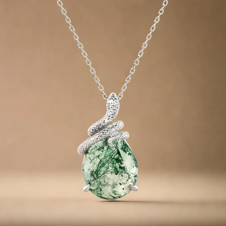 "Guardian of Serenity" Pendant in Moss Agate & Silver