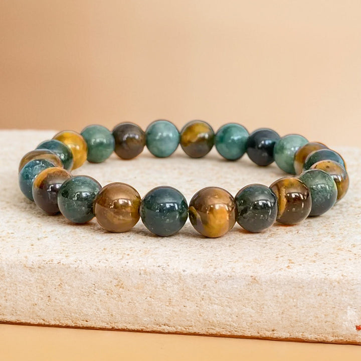 "Balance & Protection" Bracelet in Tiger Eye & Moss Agate