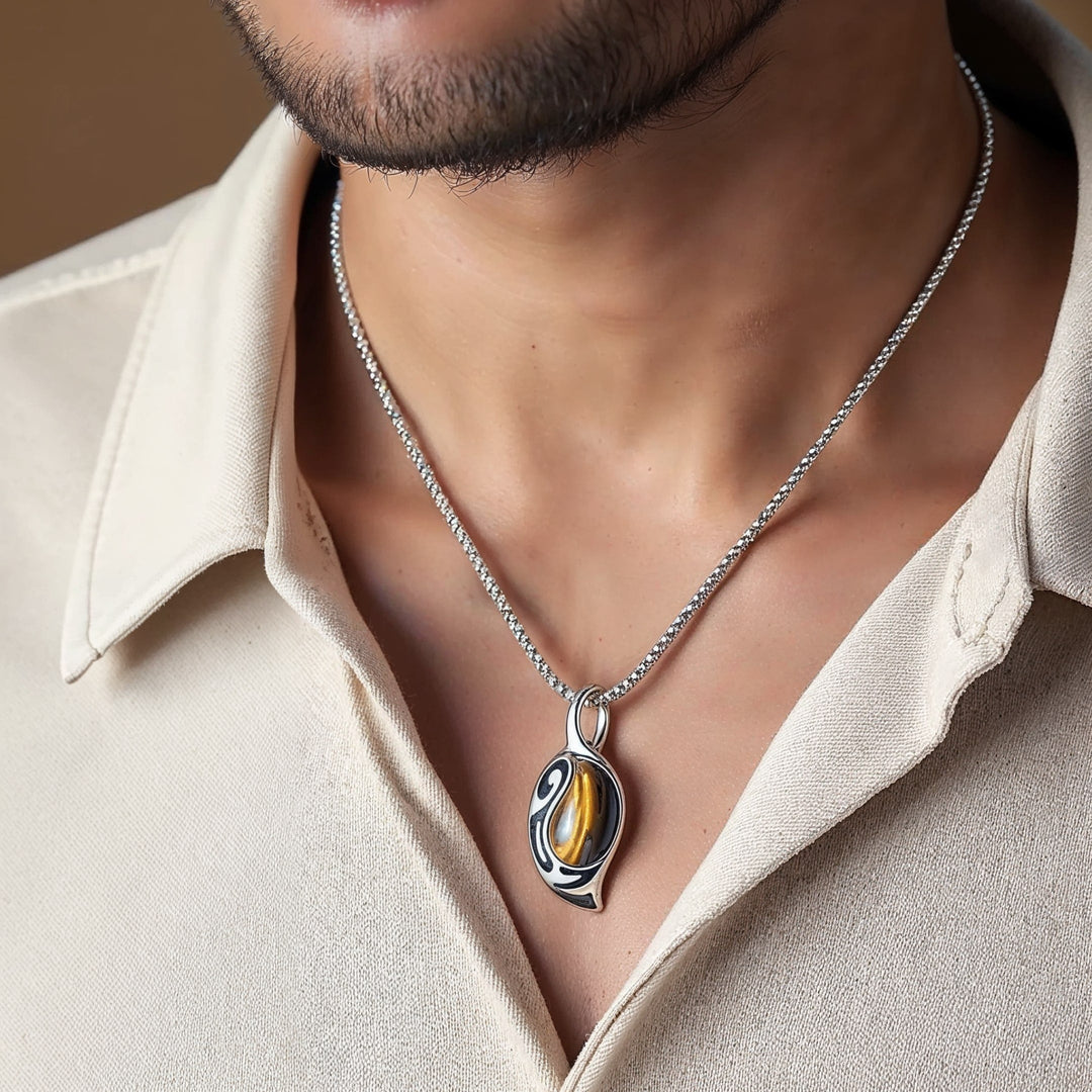 "Tribal Shield" Pendant in Tiger's Eye