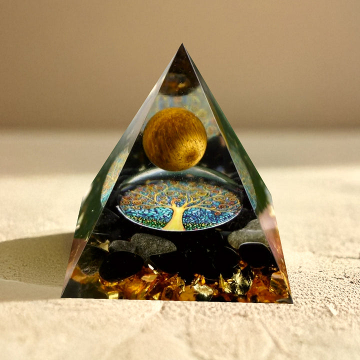 Orgonite "Tree of Life Reborn" in Tiger's Eye & Obsidian