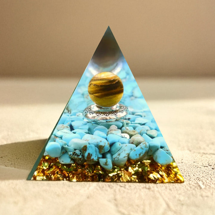 Orgonite "Magic Sun" in Turquoise & Tiger's Eye