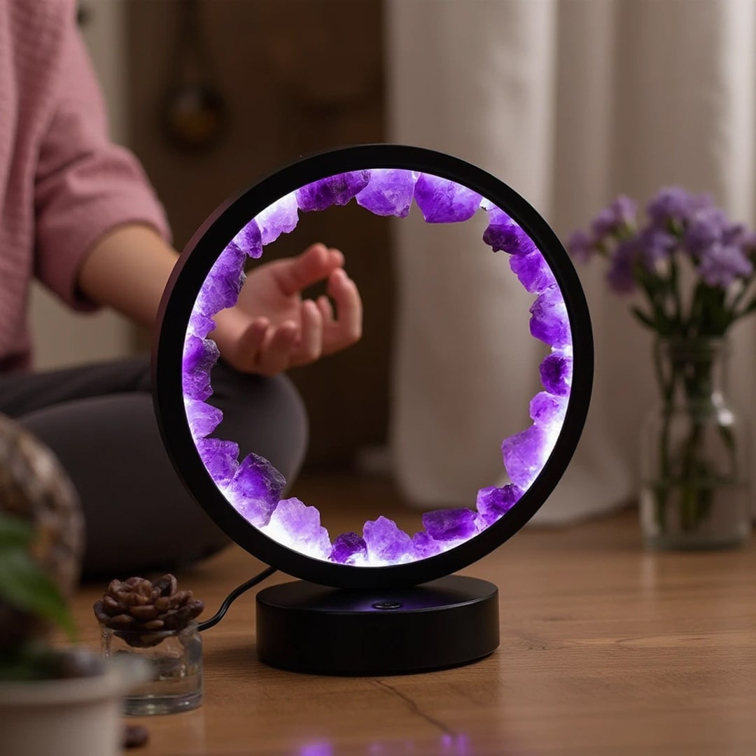 "Circle of Light" Lamp in Amethyst