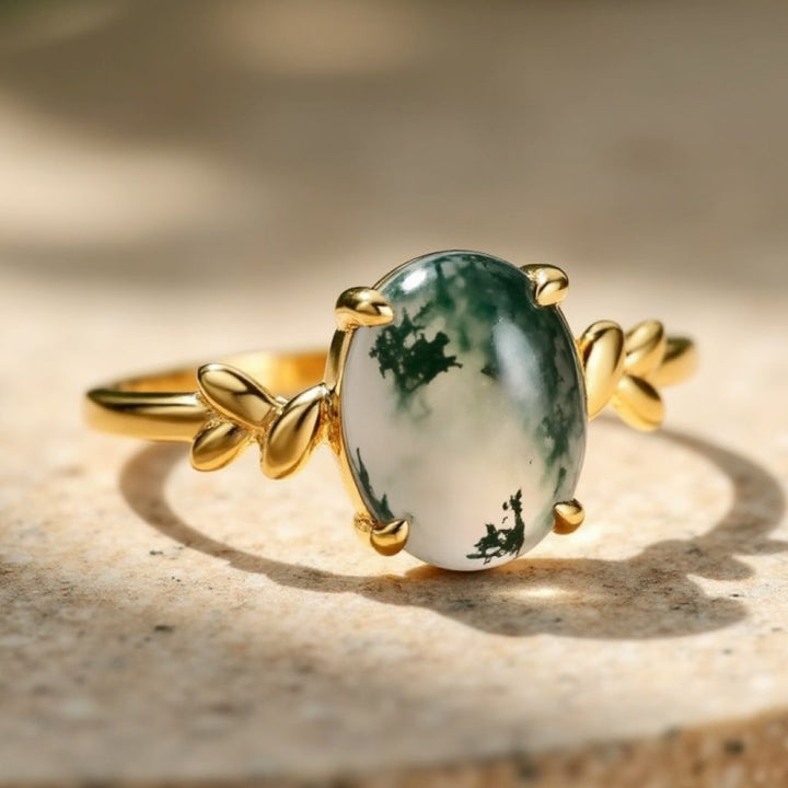 "Enchanted Forest" Ring in Moss Agate