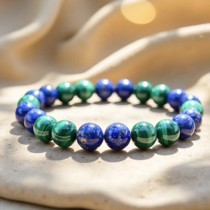 "Emotional Well-Being" Bracelet in Lapis Lazuli & Malachite