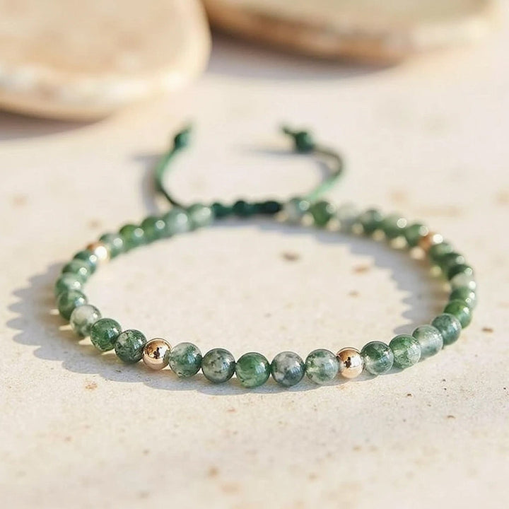 Adjustable "Serenity" Bracelet in Moss Agate