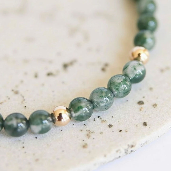 Adjustable "Serenity" Bracelet in Moss Agate