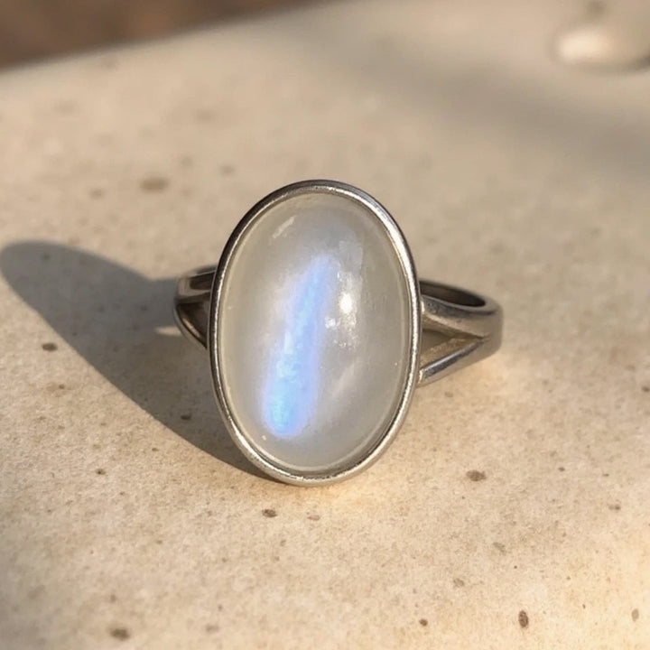 Adjustable Ring "Astral Softness" in Moonstone