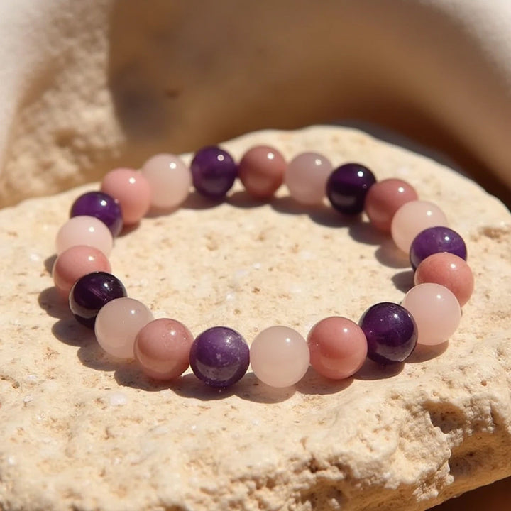 "Self-Love" Bracelet in Rhodonite, Rose Quartz & Amethyst