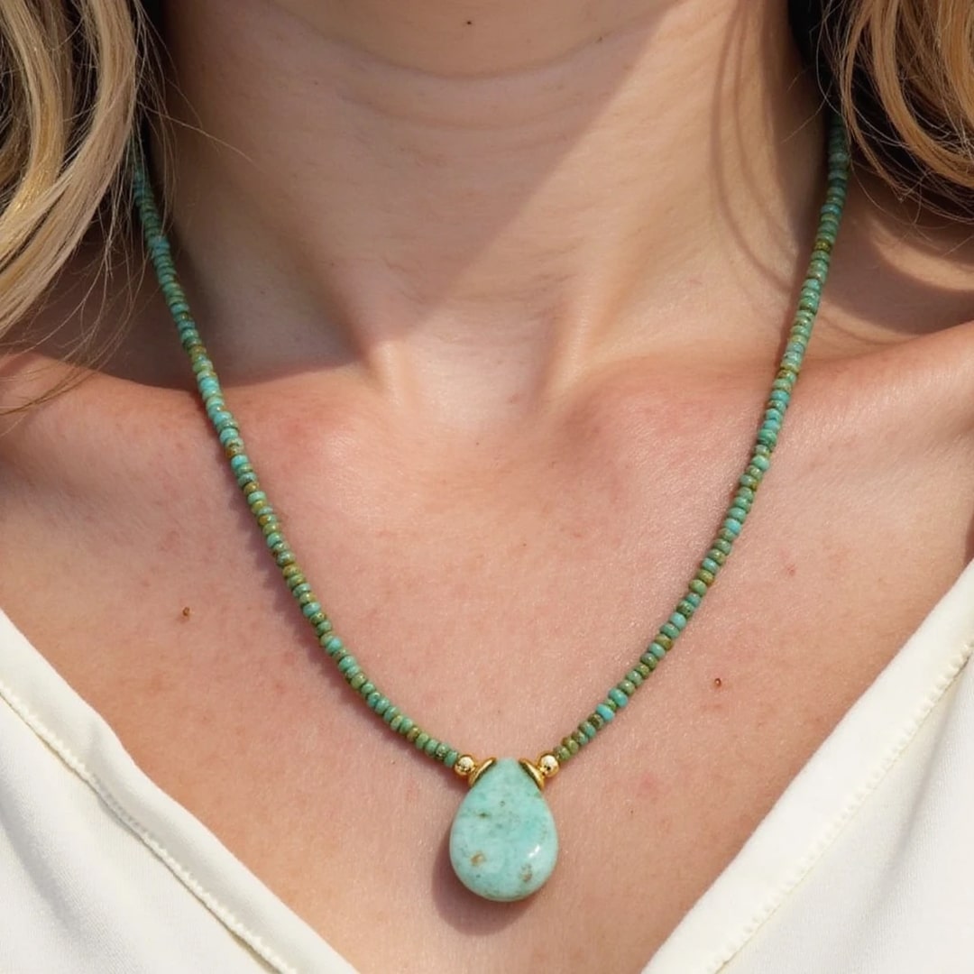 Amazonite Drop Necklace & Jasper Beads