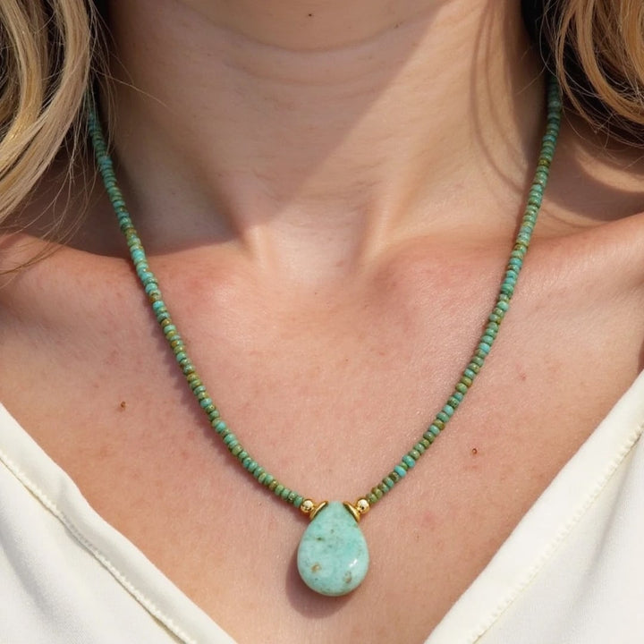 Amazonite Drop Necklace & Jasper Beads