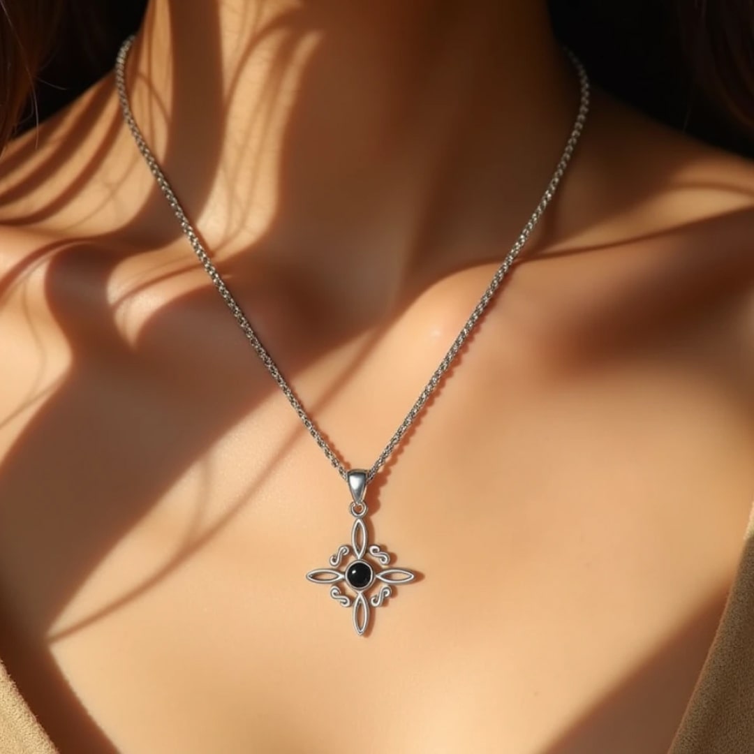 "Witch Protection" Pendant in Obsidian & Silver