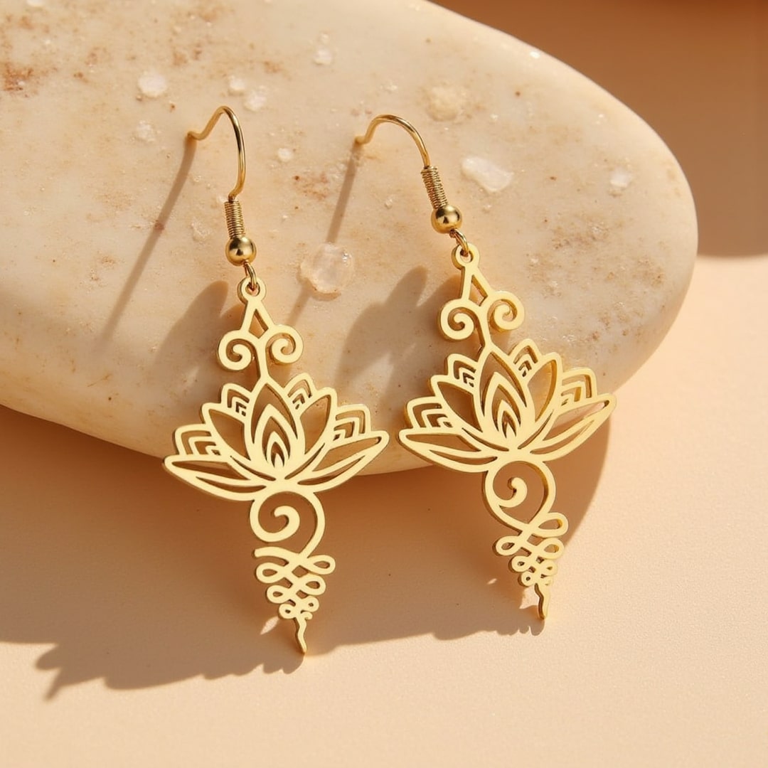 "Lotus Unalome" Earrings