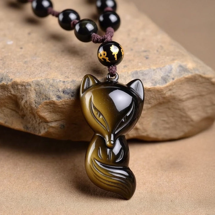 "Sage Fox" Pendant in Golden Obsidian