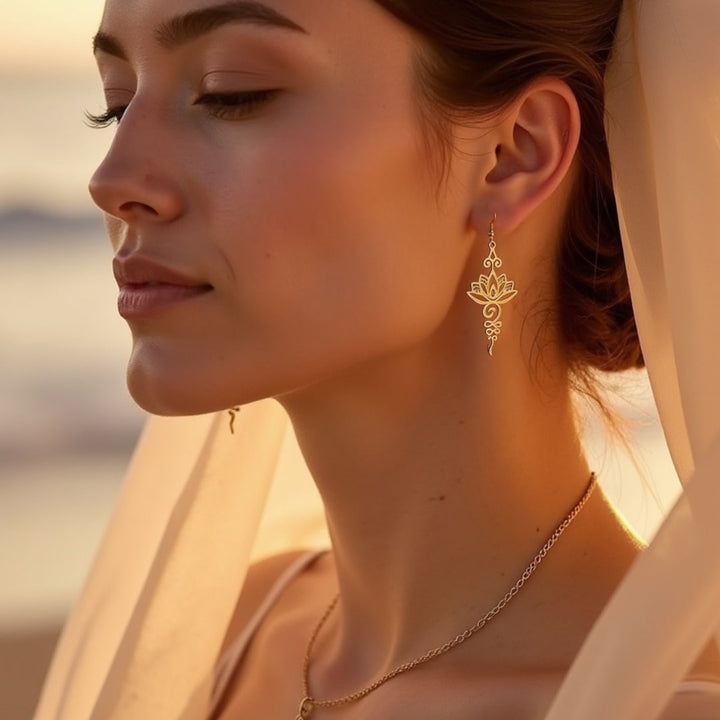 "Lotus Unalome" Earrings