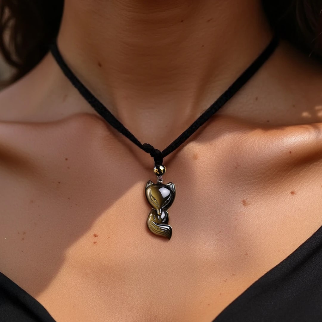 "Sage Fox" Pendant in Golden Obsidian
