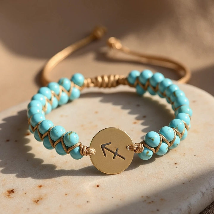 "Woven Bracelet '12 Constellations' in Natural Stones"
