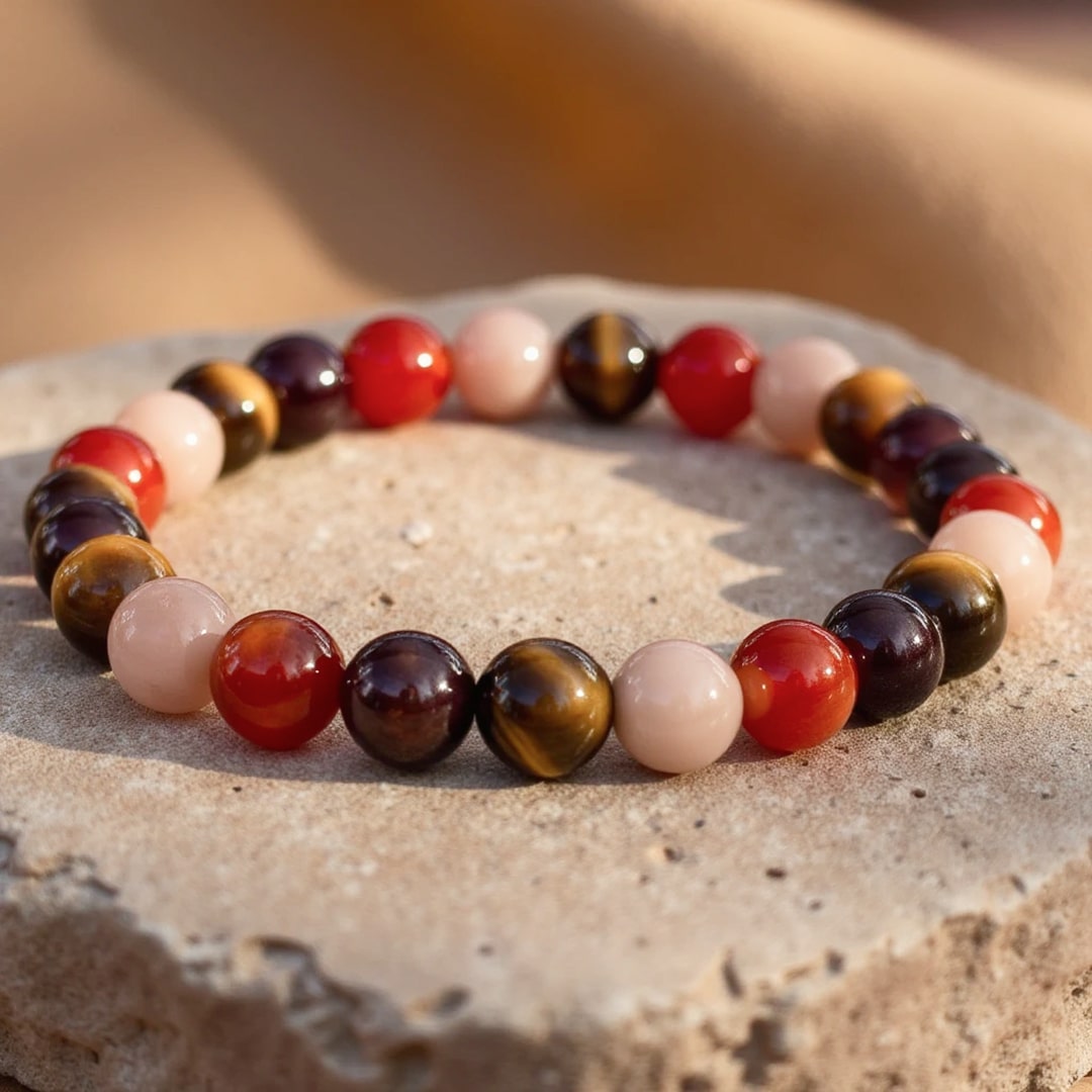 "Chance & Joy" Bracelet in Tiger Eye, Sunstone, Carnelian & Garnet