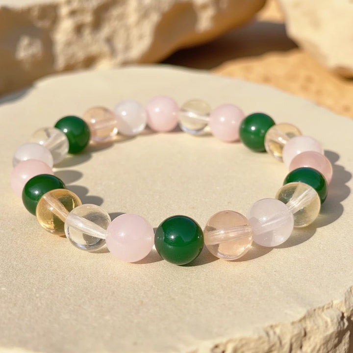 "Chance & Opportunity" Bracelet in Aventurine, Citrine, Rose Quartz & Clear Crystal