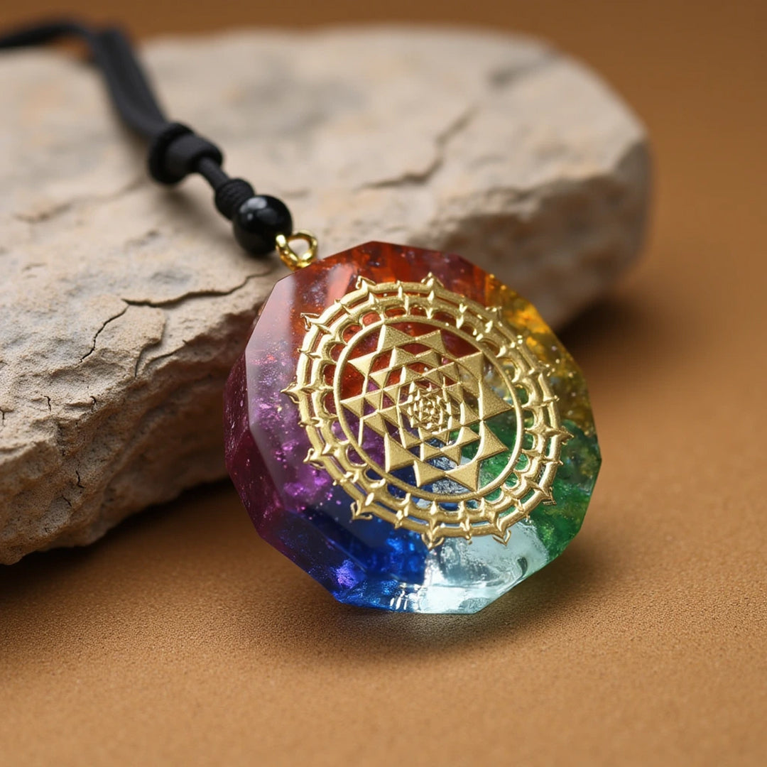 Orgonite Pendant "Sri Yantra - 7 Chakras"